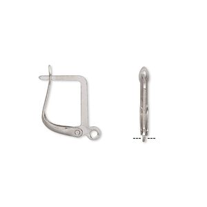 Ear wire leverback 1pkg20, 14mm / open loop, stainless steel 10 pair