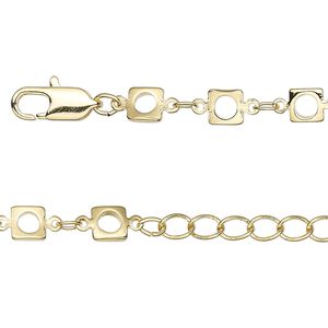 Chain 1pkg1 oval & square, 2mm / 5mm open / lobster claw clasp, gold-finished brass 24 inch