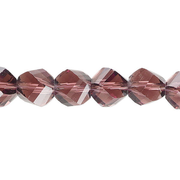 Bead, glass, translucent purple, 9mm faceted helix. Sold per 7-inch strand, approximately 20 beads. image number 0