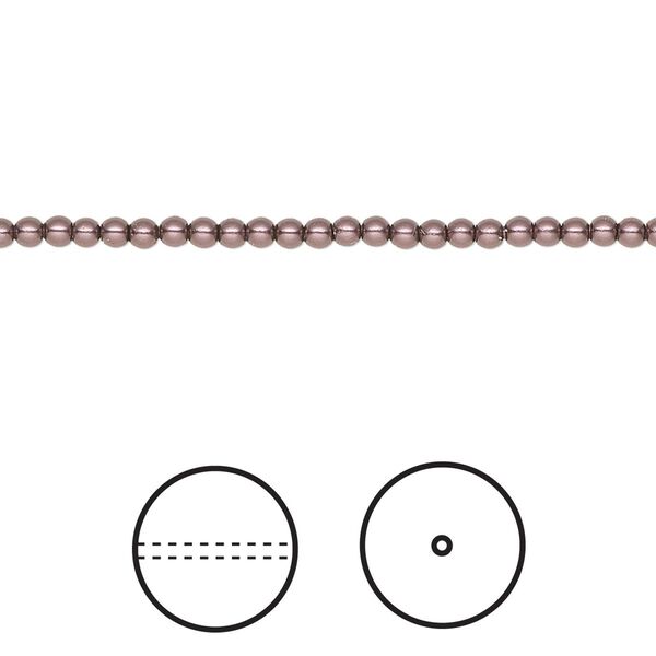 Pearl 100pk burgundy, Crystal Passions® 2mm round 5810 image number 0