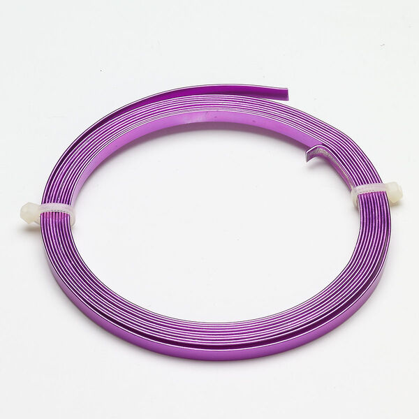 Wire, anodized aluminum, pkg/9 feet, 5mm flat, purple. image number 0