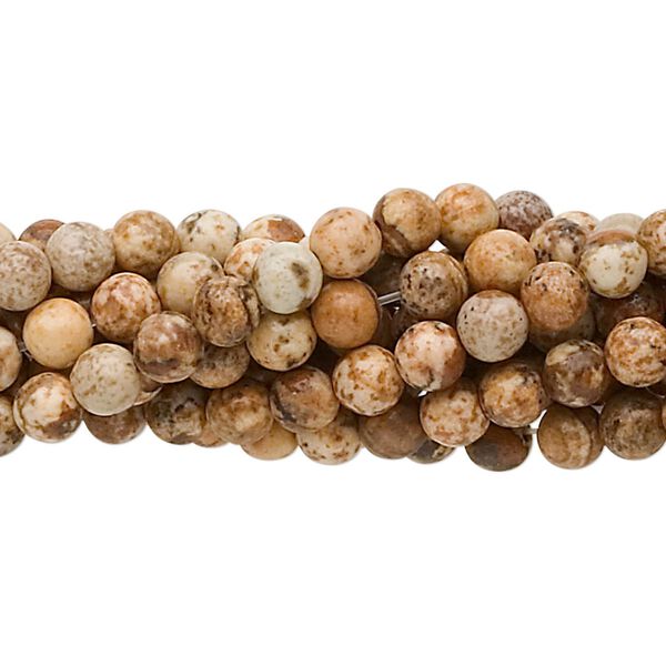 Picture jasper 1pkg10, round bead natural 15.5-16 inch 4mm image number 0