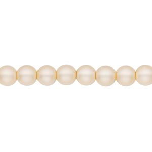 Bead, Czech pearl-coated glass druk, opaque matte champagne, 6mm round. Sold per 15-1/2" to 16" strand.