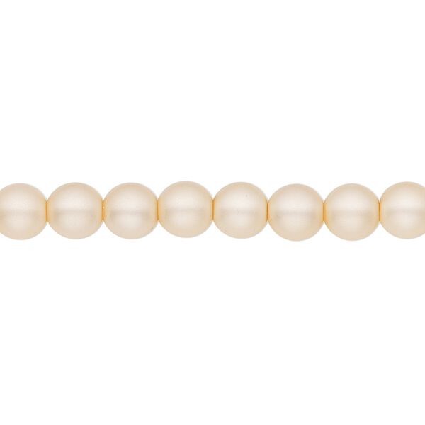 Bead, Czech pearl-coated glass druk, opaque matte champagne, 6mm round. Sold per 15-1/2" to 16" strand. image number 0