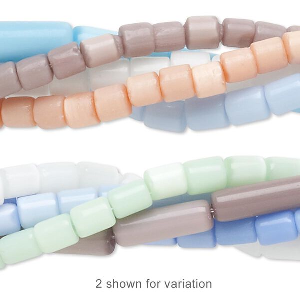 Bead mix, cat's eye glass (fiber optic glass), 4x4mm-15x6mm round tube, economy grade. Sold per (5) 15-inch strands. image number 0
