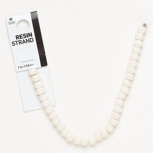 Bead, resin, white AB, 7x5mm-7x6mm bumpy rondelle. Sold per 7-inch strand, approximately 30 beads.