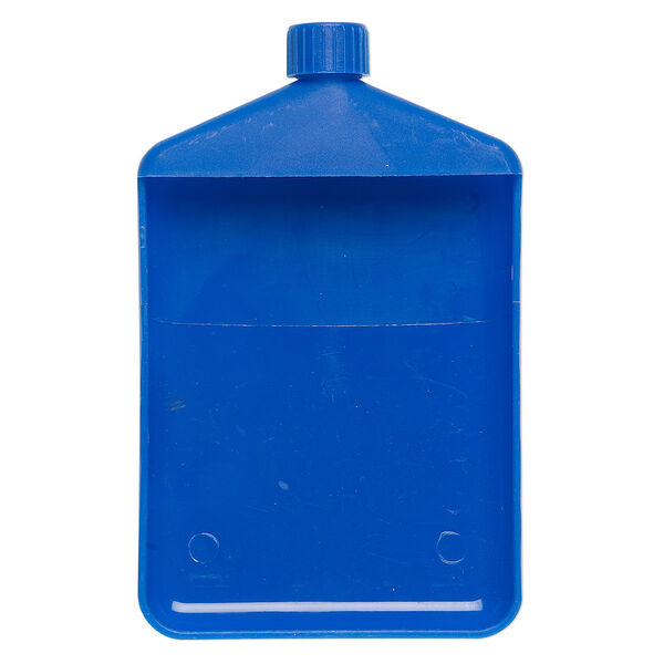 Funnel tray, plastic, blue, 4-1/4 x 3-1/2 inch rectangle with 9.5mm funnel tube with twist-off cap. Sold individually. image number 0