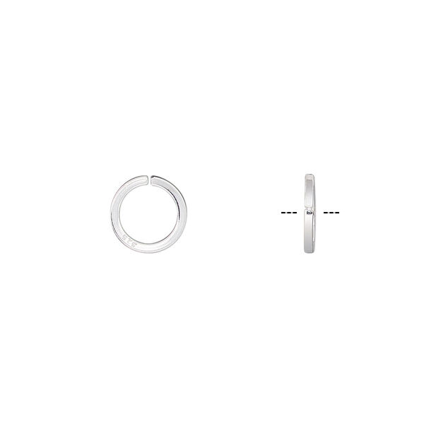 Jump ring, sterling silver, 8mm round square wire, 6mm inside diameter, 18 gauge. Sold per pkg of 20. image number 0