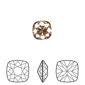 Fancy stone 6pk crystal golden shadow foil back, Crystal Passions® 10mm cushion 4470