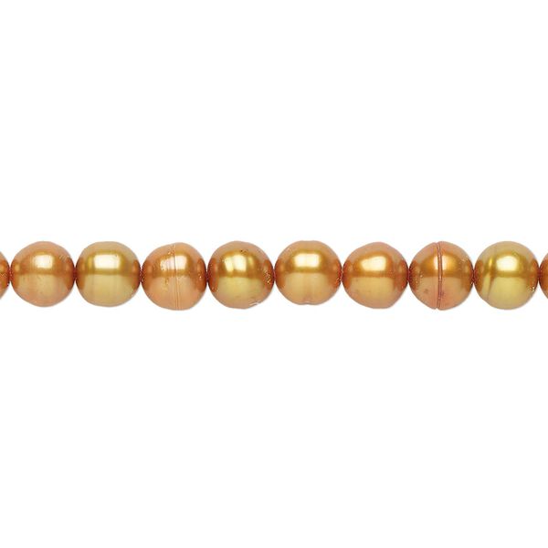 Freshwater pearl 1pkg1, semi-round, 15 inch dark burnt umber 5-6mm cultured image number 0