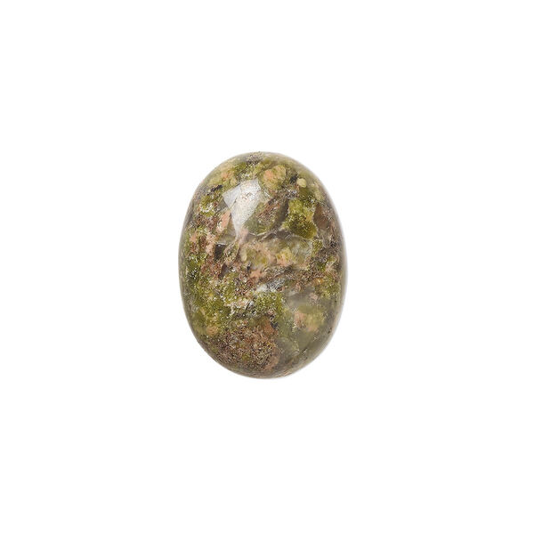 Cabochon, unakite (natural), 16x12mm calibrated oval, B grade, Mohs hardness 6 to 7. Sold per pkg of 6. image number 0