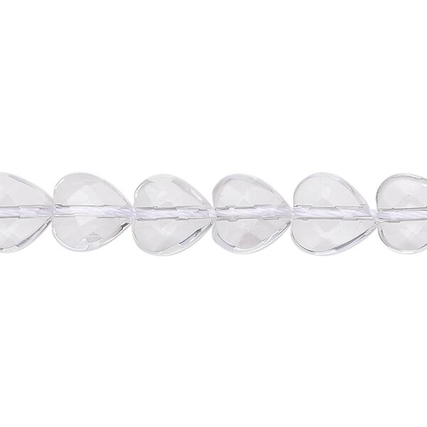 Quartz crystal 1pkg1, hand-cut faceted heart bead natural 15.5 inch 8mm image number 0