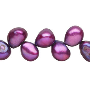 Freshwater pearl 1pkg1, herringbone-drilled flat-sided potato, 15 inch dark elderberry 10x9mm-13x9mm cultured