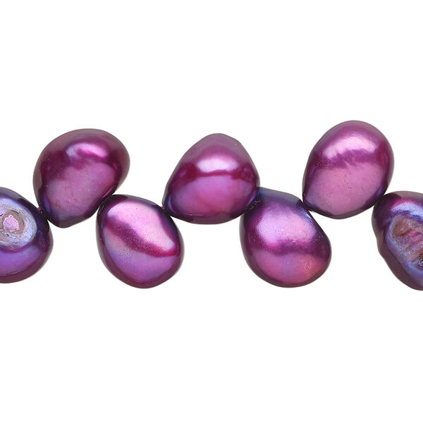 Freshwater pearl 1pkg1, herringbone-drilled flat-sided potato, 15 inch dark elderberry 10x9mm-13x9mm cultured image number 0