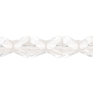 Bead, glass, clear, 8mm twisted cube. Sold per 14-inch strand.