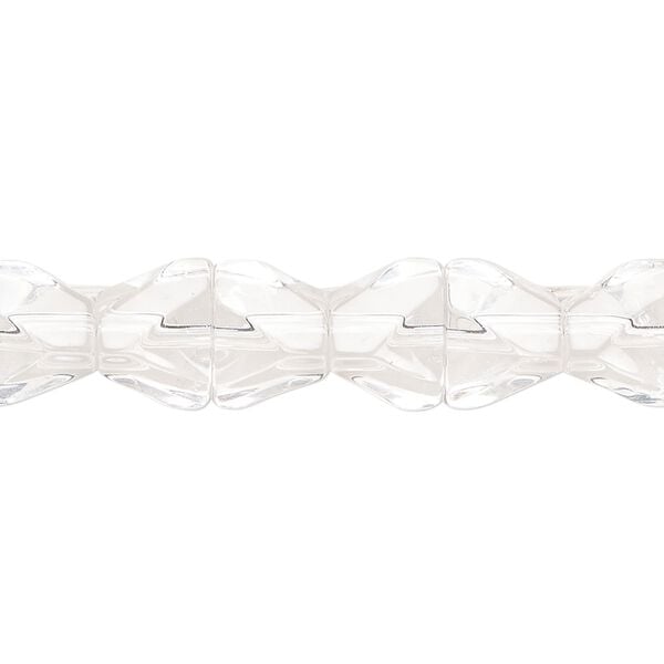 Bead, glass, clear, 8mm twisted cube. Sold per 14-inch strand. image number 0