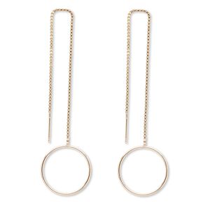 Ear thread, 14Kt gold-filled, 4-1/2 inch chain with 19.5mm hoop. Sold per pair.