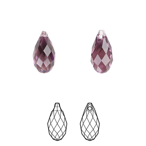 Briolette 2pk iris, Crystal Passions® 13x6.5mm pendant drop 6010 image number 0