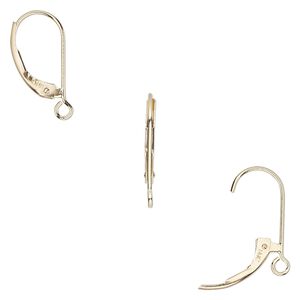 Ear wire leverback 1pkg2 14Kt gold, 16mm / open loop, 1 pair