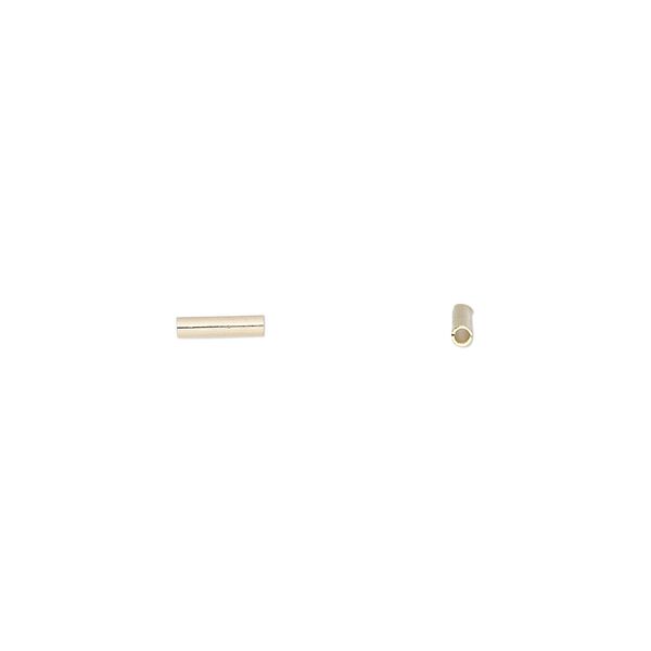 Bead, gold-finished brass, 6x1.5mm liquid tube. Sold per 1-ounce pkg, approximately 750 beads. image number 0