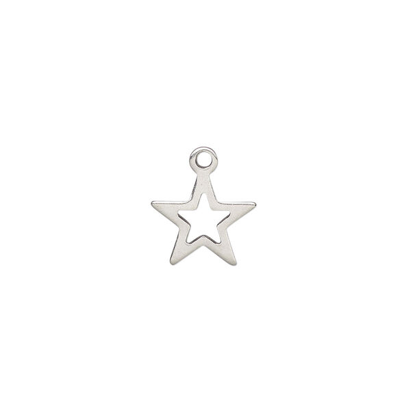Charm, stainless steel, 9x9mm double-sided open star. Sold per pkg of 10. image number 0
