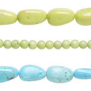 Magnesite 1pkg3, round / nugget bead 15 inch mix 4-6mm / small