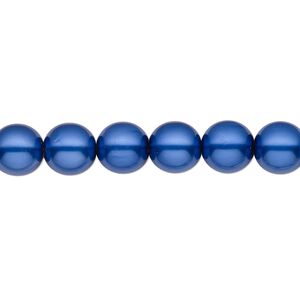 Bead, Czech pearl-coated glass druk, opaque royal blue, 8mm round. Sold per 15-1/2" to 16" strand.