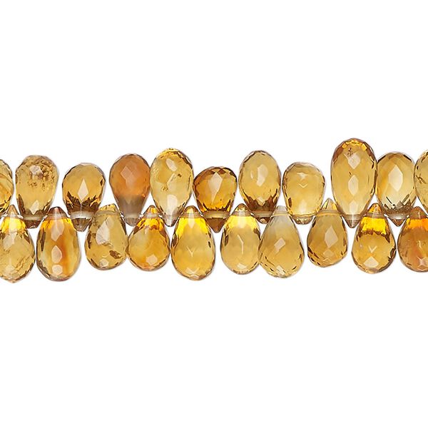 Golden citrine 1pkg1, hand-cut top-drilled micro-faceted teardrop bead 8 inch 7x4mm-9x5mm image number 0