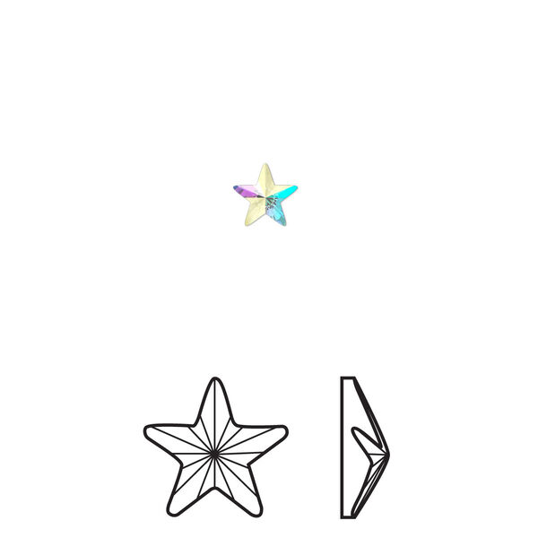 Flat back 6pk crystal AB foil back, Crystal Passions® hotfix rhinestone 5.5x5mm rivoli star 2816 image number 0