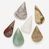 Multi-gemstone 1pkg6, top-drilled puffed / flat teardrop, focal mix 37x21mm-46x30mm image number 0