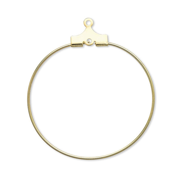 Beading hoop, gold-plated brass, 30mm round with loop. Sold per pkg of 10. image number 0