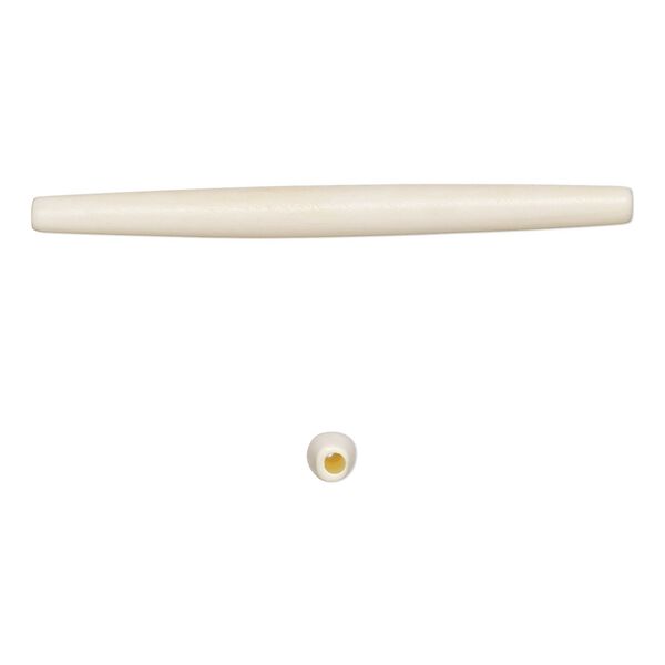 Bead, bone (bleached), white, 89x5mm-89x8mm hand-cut hairpipe, Mohs hardness 2-1/2. Sold per pkg of 12. image number 0