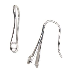 Ear wire fishhook 1pkg2, 29mm / SS12 or 3mm flat back / ice-pick bail / 7.5mm grip length, antique silver-finished brass 1 pair
