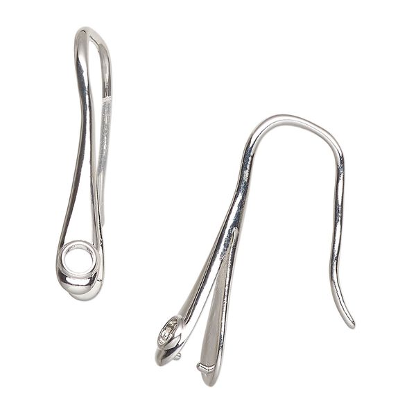 Ear wire fishhook 1pkg2, 29mm / SS12 or 3mm flat back / ice-pick bail / 7.5mm grip length, antique silver-finished brass 1 pair image number 0