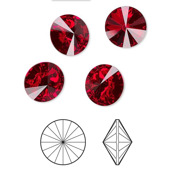 Chaton 4pk light Siam foil back, Crystal Passions® 10.54-10.91mm rivoli SS47 1122 image number 0