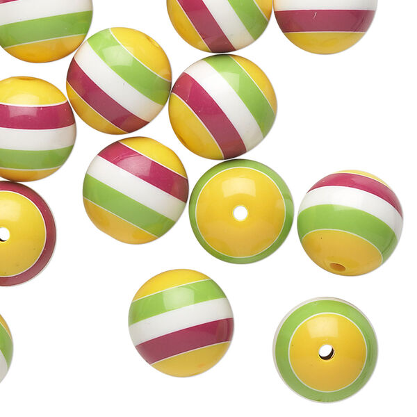 Bead, resin, opaque multicolored, 19-21mm round with 2.5mm hole. Sold per 1/4 pound pkg, approximately 20 beads. image number 0