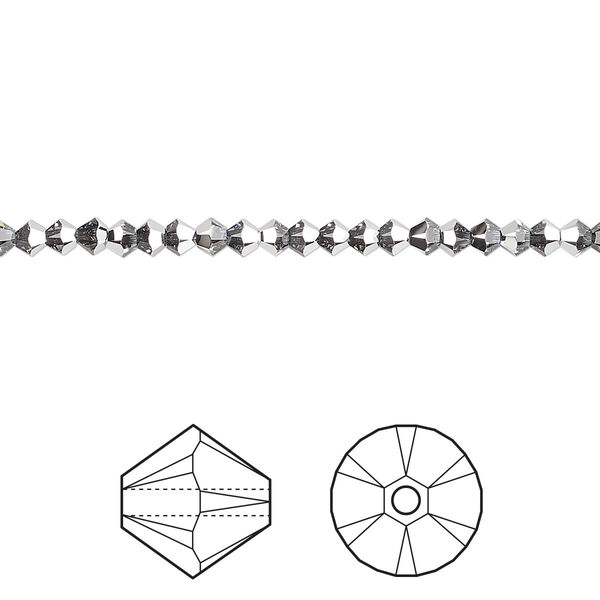 Bead 48pk crystal light chrome, Crystal Passions® 3mm bicone 5328 image number 0