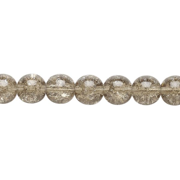 Bead, Czech crackle glass druk, smoky, 8mm round. Sold per 15-1/2" to 16" strand, approximately 50 beads. image number 0