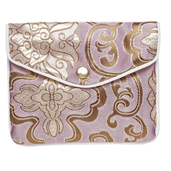Pouch 1pkg3 rayon brocade and silver-finished steel, multicolored, 4.75x4-inch floral pattern. image number 2
