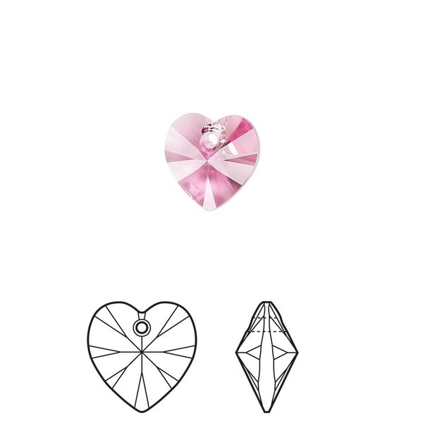 Drop 4pk rose, Crystal Passions® 10mm pendant heart 6228 image number 0