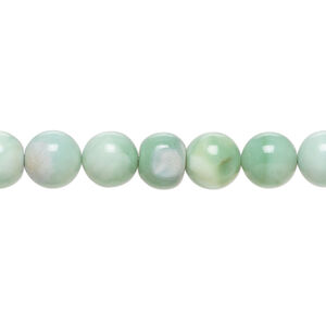 Mint green Peruvian opal 1pkg1, hand-cut round bead natural, 14 inch 7-8mm