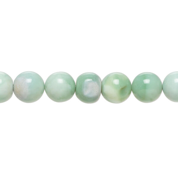 Mint green Peruvian opal 1pkg1, hand-cut round bead natural, 14 inch 7-8mm image number 0