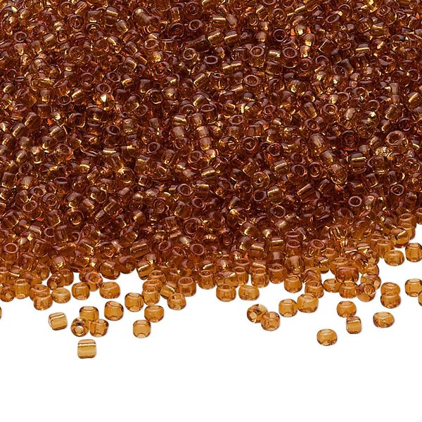 Seed bead, Ming Tree™, glass, pkg/1 pound, #11 round, transparent root beer. image number 0