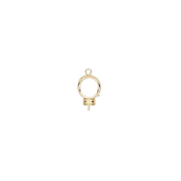 Drop, Bezelite, 14Kt gold-filled, 9mm round with open back and 2.5mm peg with 8mm 4-prong round setting. Sold individually. image number 0