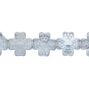 Bead, pressed glass, translucent light blue luster, 12mm cross. Sold per 15-1/2" to 16" strand.