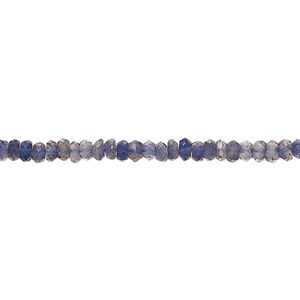 Iolite 1pkg1, hand-cut faceted rondelle bead natural 13 inch 3x1mm-4x3mm