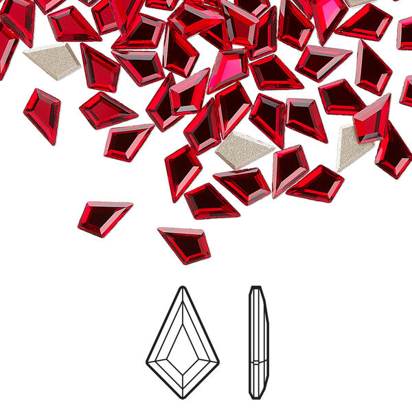 Flat back 6pk light Siam foil back, Crystal Passions® 6.4x4.2mm kite 2771 image number 0