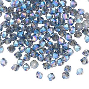 Bead 144pk crystal blue shadow, Celestial Crystal® 4mm bicone
