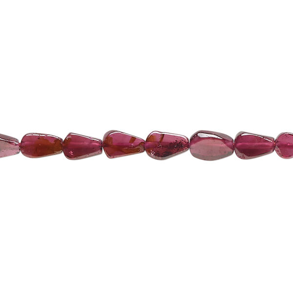 Bead, garnet (dyed), 5x4mm-8x6mm hand-cut flat teardrop, D grade, Mohs hardness 7 to 7-1/2. Sold per 14-inch strand. image number 0