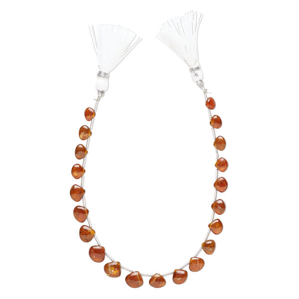 Orange kyanite (natural) 1pkg21, hand-cut top-drilled puffed teardrop bead, graduated 6-9mm image number 2